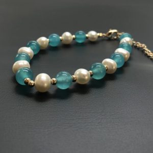 Bracelet Aigues-marines et Perles