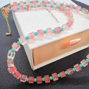 Collier en Quartz Rose & Amazonit