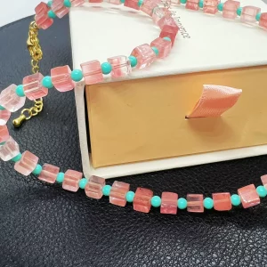 Collier en Quartz Rose & Amazonit