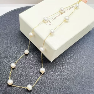 Collier “Étoiles d’Écume” avec perles d’eau douce en argent S925 plaqué or 3 microns