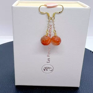 Boucles d’oreilles Agate orange sculptée Boucles d’oreilles Agate orange sculptée
