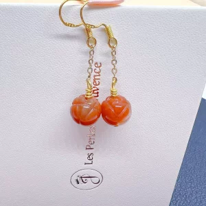 Boucles d’oreilles Agate orange sculptée