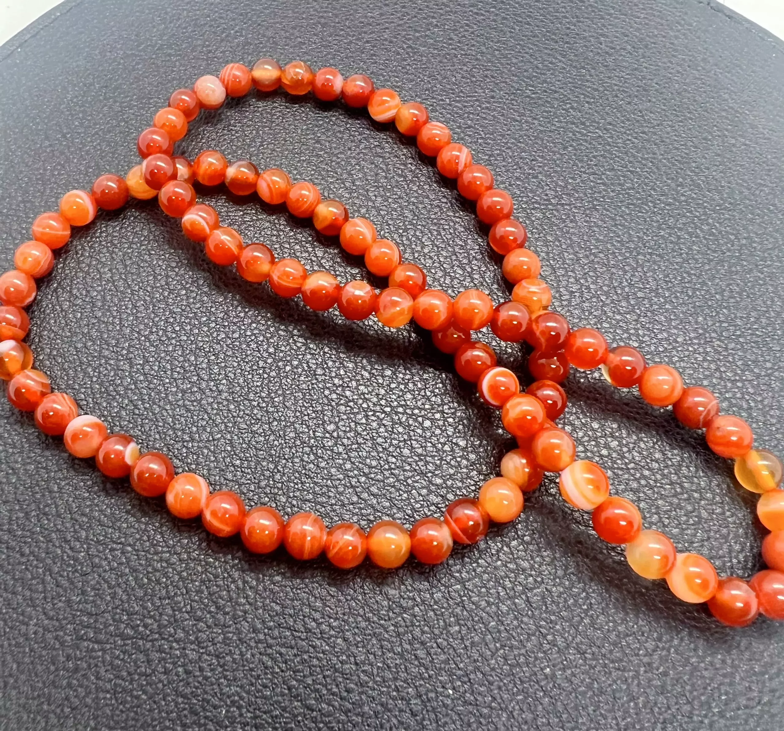 Bracelet 3 tours en agate rouge - orange