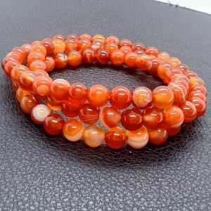 Bracelet 3 tours en agate rouge - orange