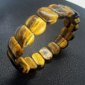 Bracelet en œil de tigre – maillons lisses 15 × 11 mm