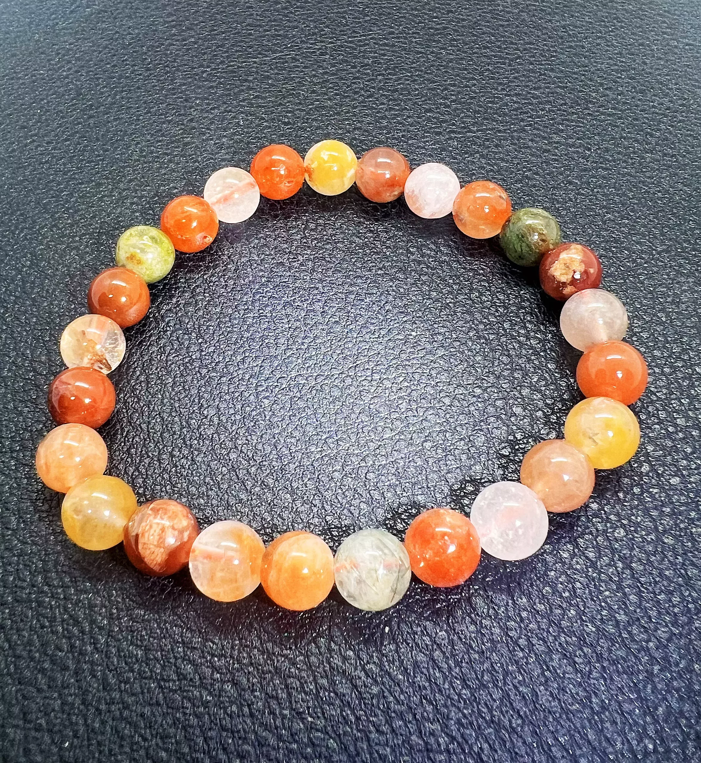 Bracelet en quartz rutile multicolore 7–8 mm