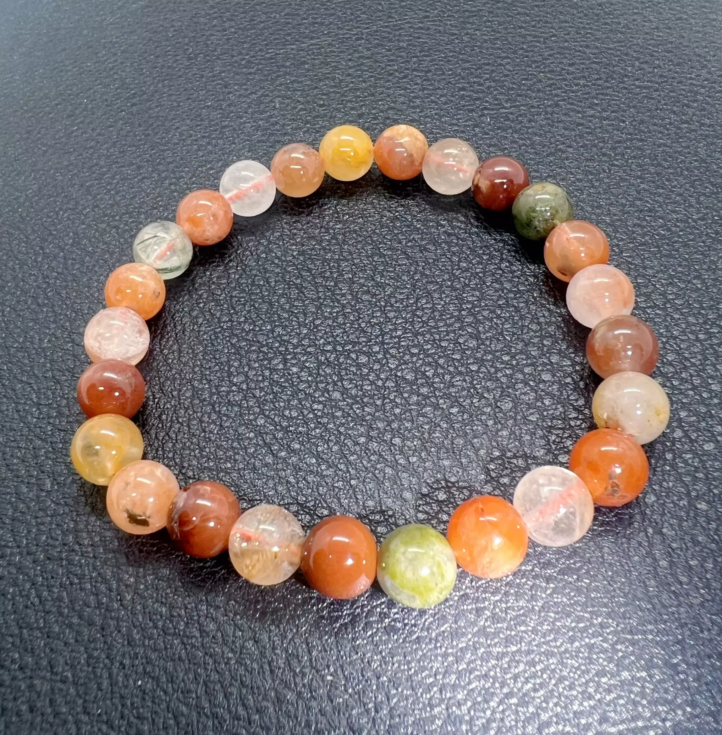 Bracelet en quartz rutile multicolore 7–8 mm