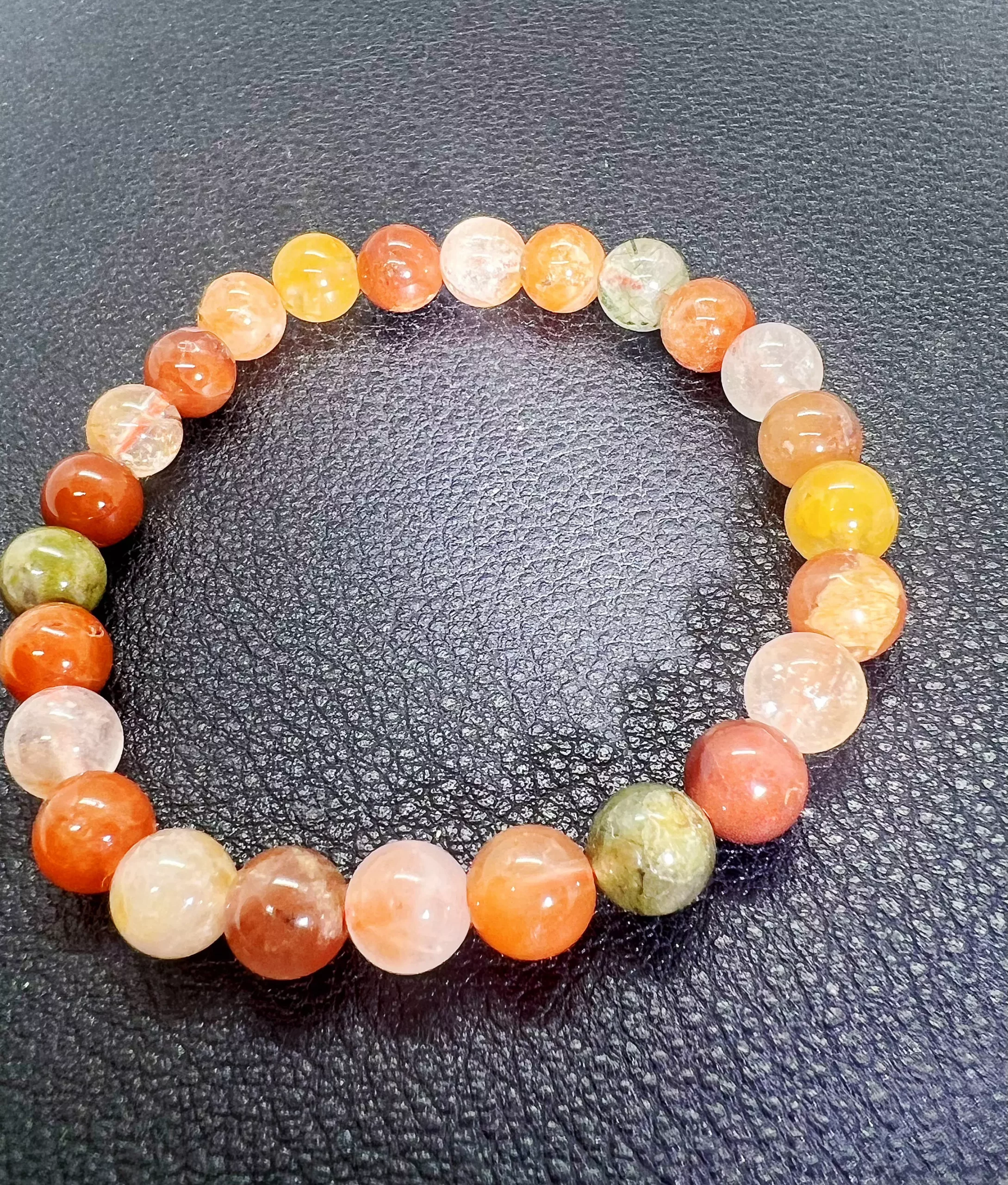 Bracelet en quartz rutile multicolore 7–8 mm