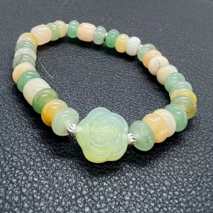 Bracelet Rose de Préhnite en jade multicolore et agate