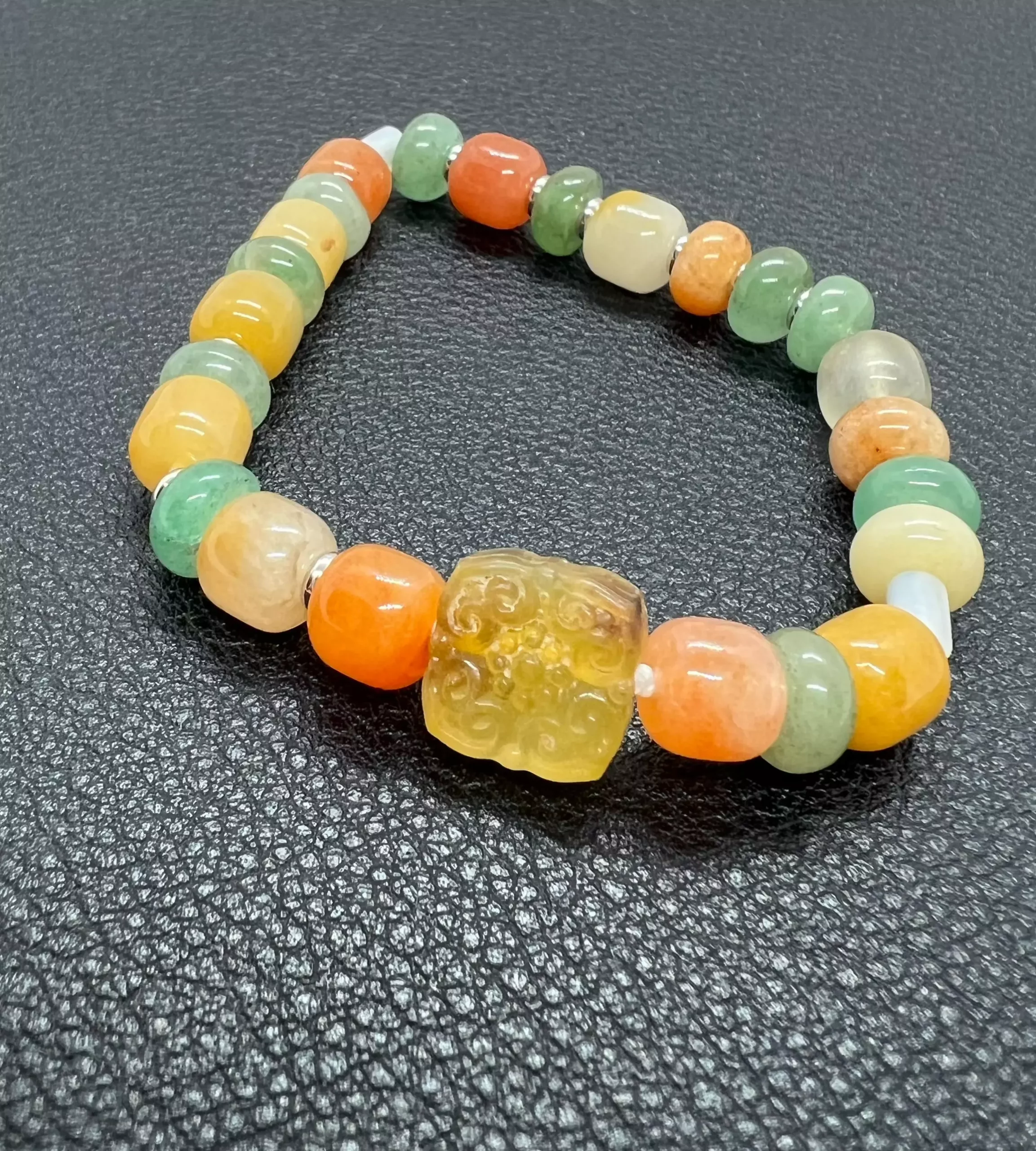 Bracelet Ambre Soleil avec jade multicolore et agate