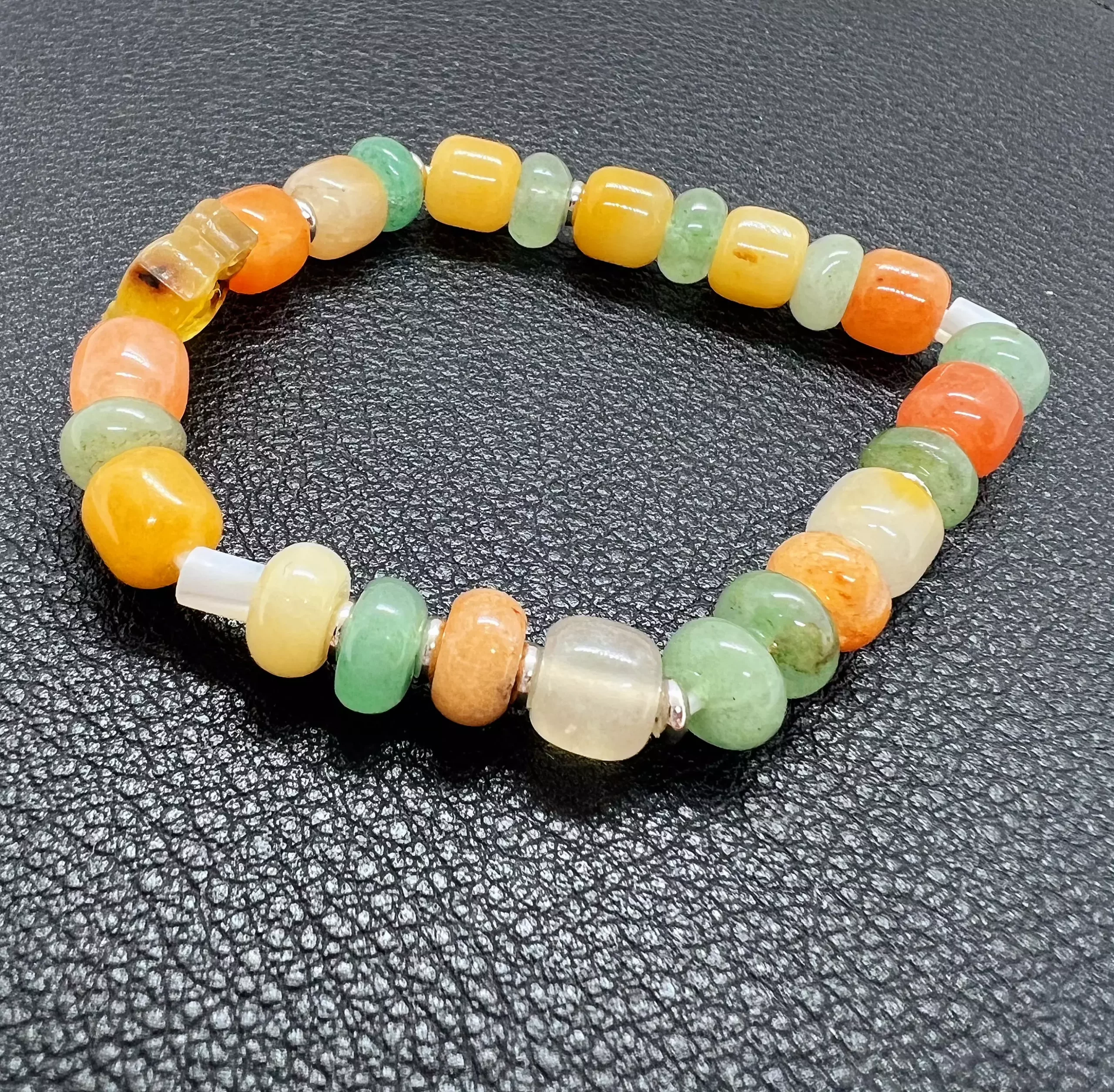 Bracelet Ambre Soleil avec jade multicolore et agate