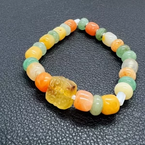 Bracelet Ambre Soleil avec jade multicolore et agate