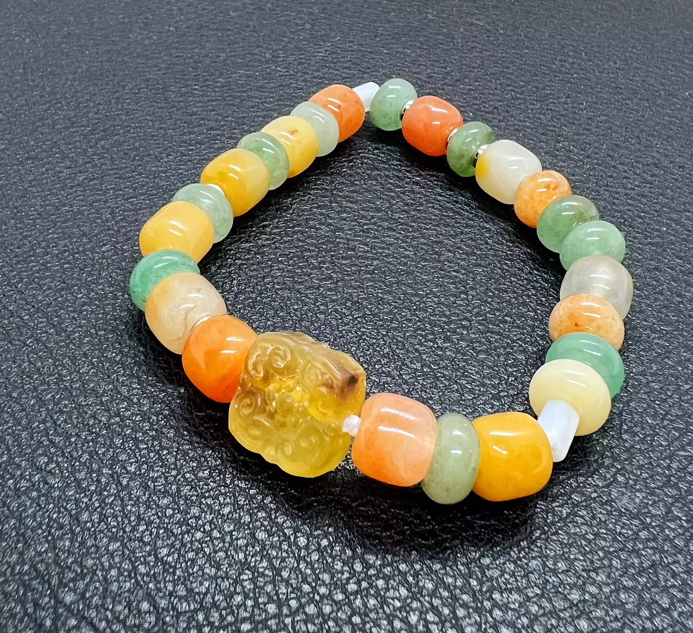 Bracelet Ambre Soleil avec jade multicolore et agate