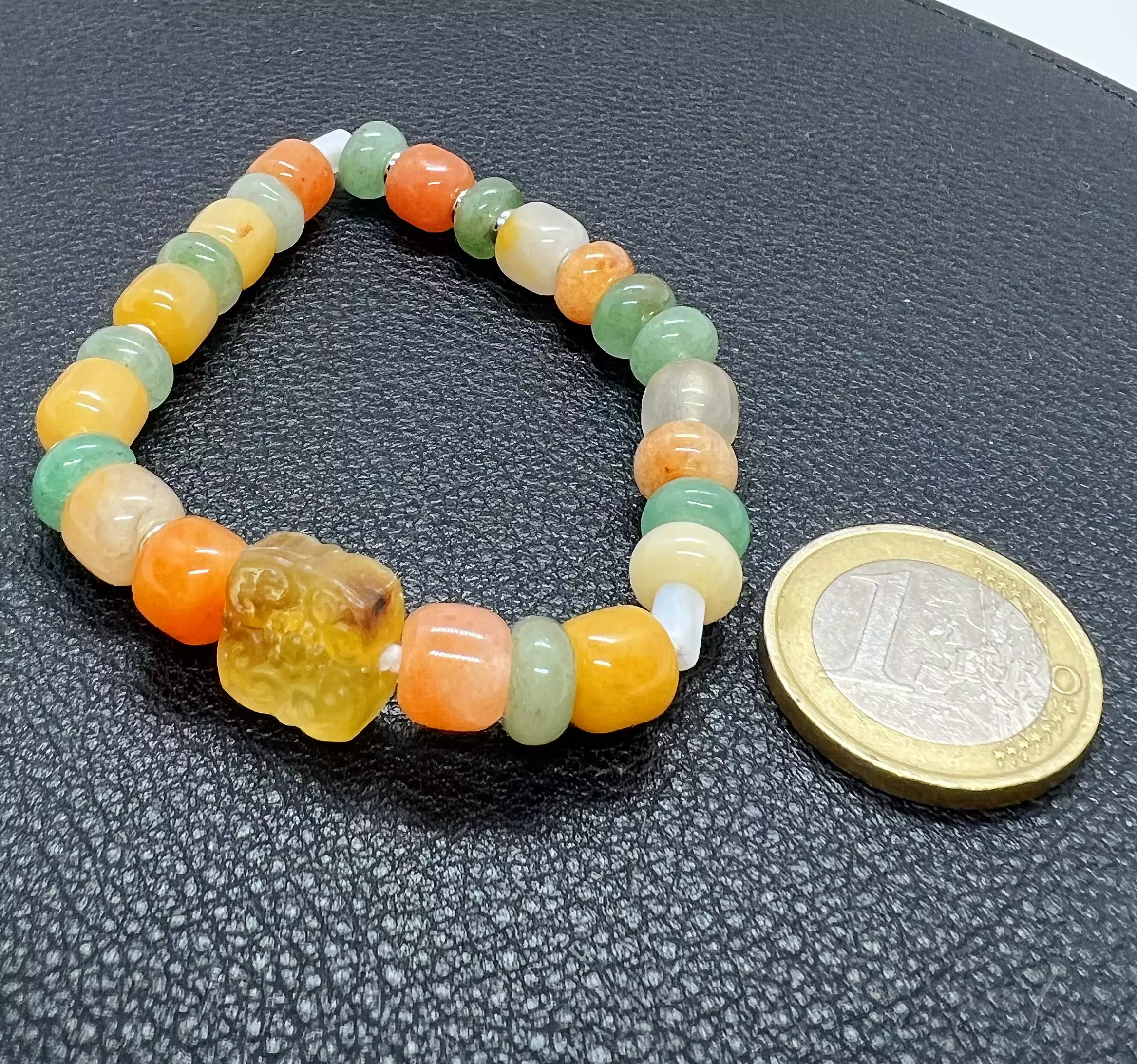 Bracelet Ambre Soleil avec jade multicolore et agate