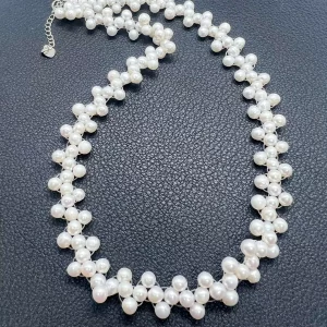 Collier 3 rangs Perles d’Eau Douce – Nuage de Lait