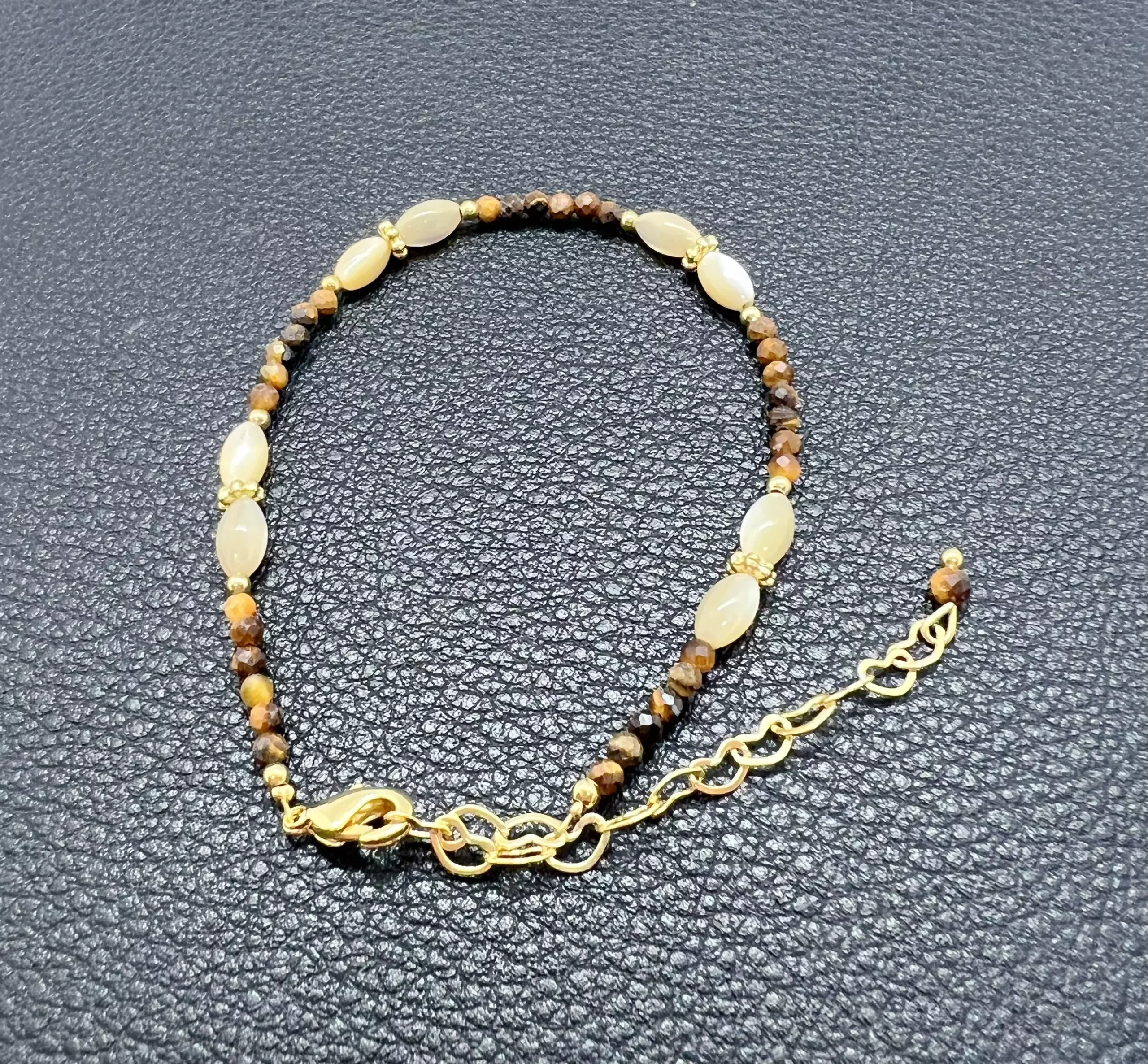Bracelet Œil de Tigre Miel & Coquillage