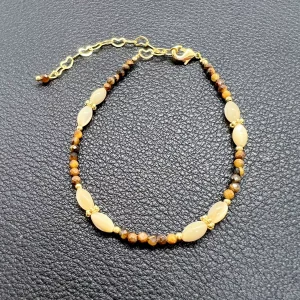 Bracelet Œil de Tigre Miel & Coquillage