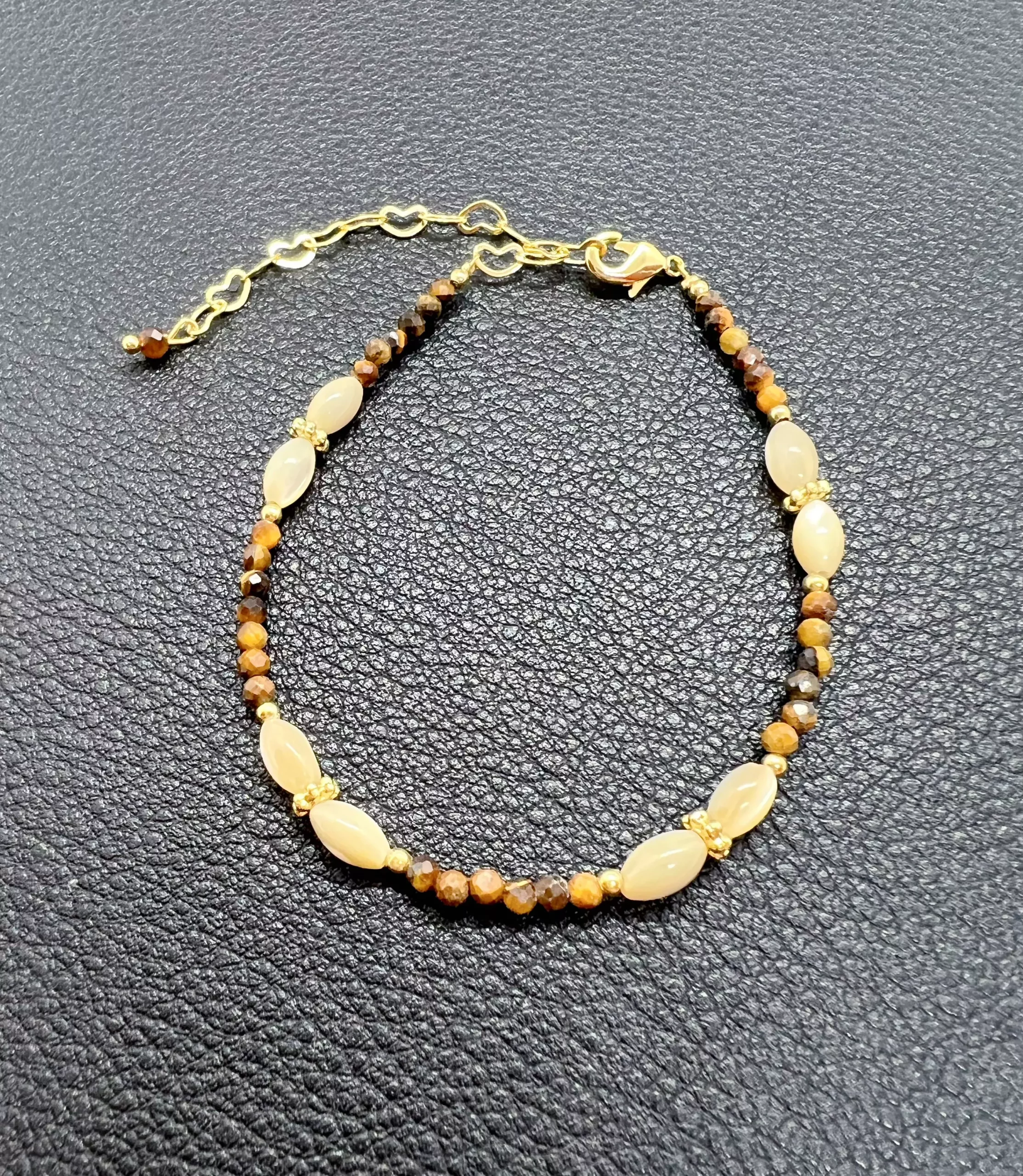 Bracelet Œil de Tigre Miel & Coquillage