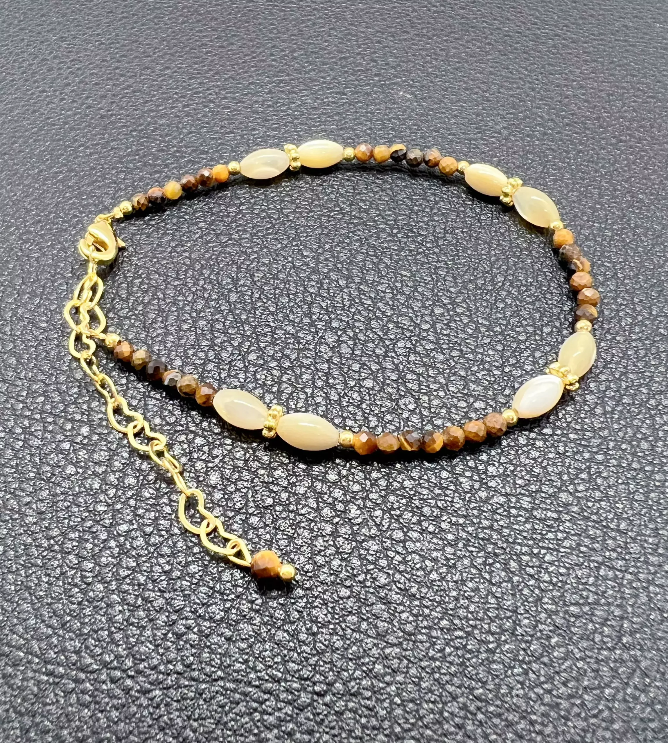 Bracelet Œil de Tigre Miel & Coquillage