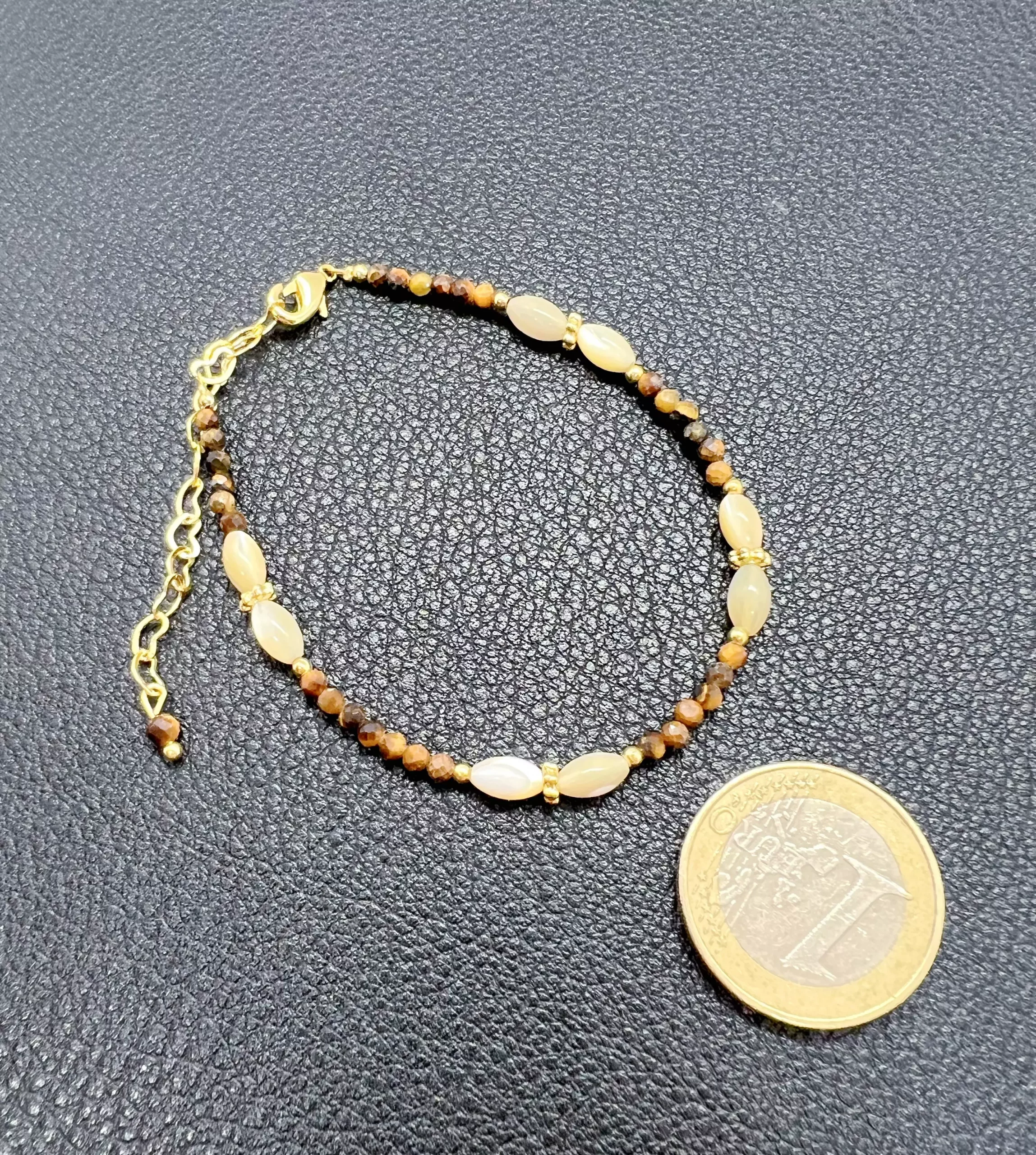 Bracelet Œil de Tigre Miel & Coquillage