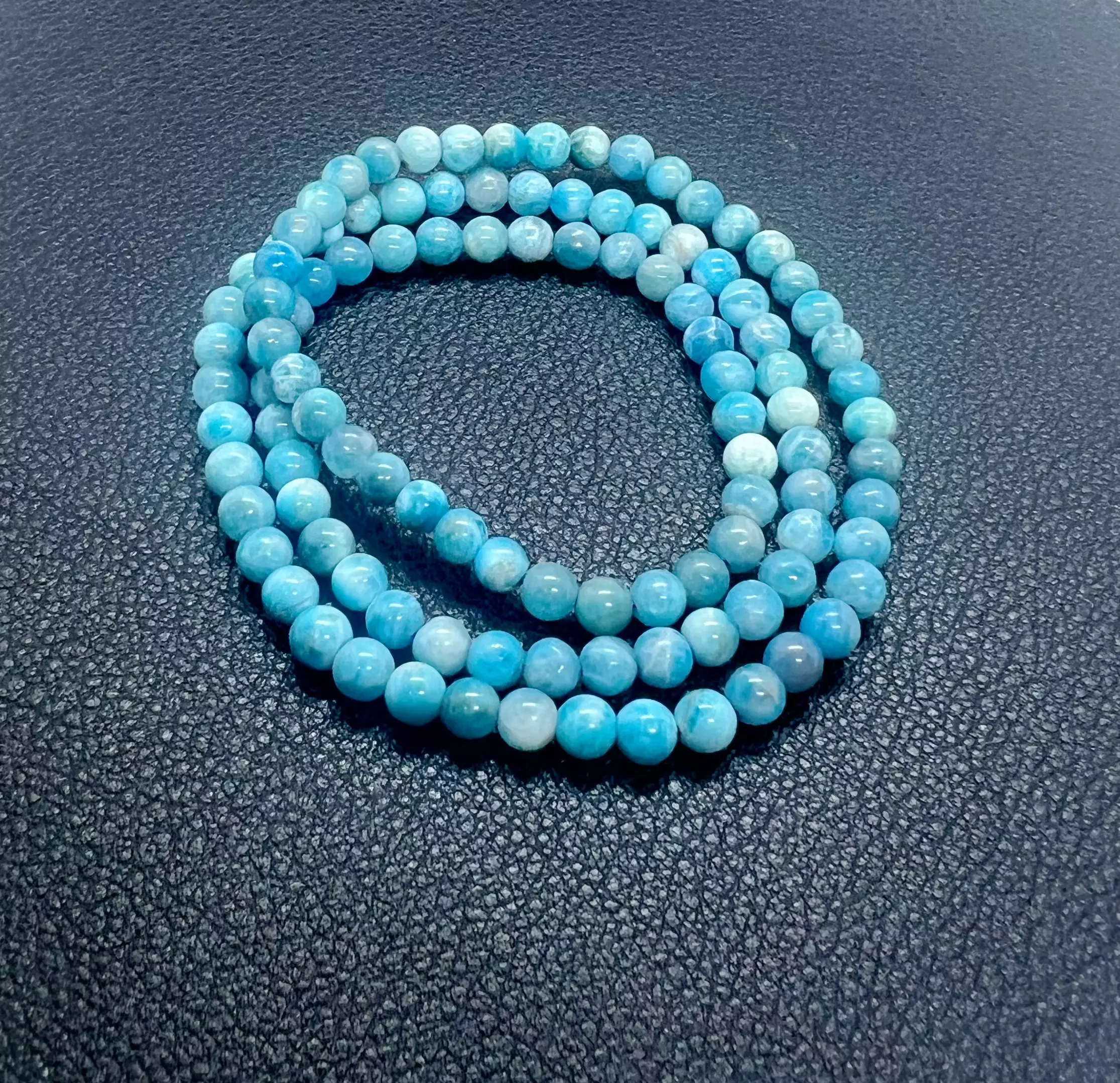 Bracelet 3 tours Larimar 6 mm