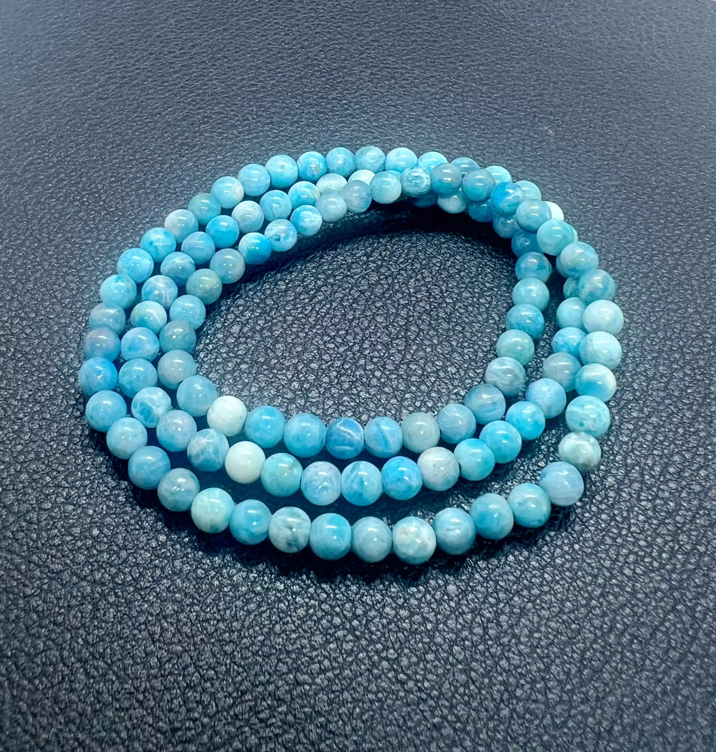 Bracelet 3 tours Larimar 6 mm