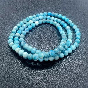 Bracelet 3 tours Larimar 6 mm