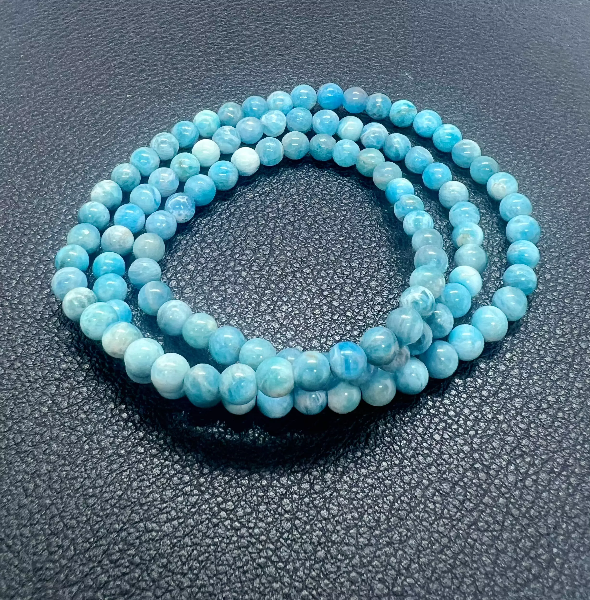 Bracelet 3 tours Larimar 6 mm