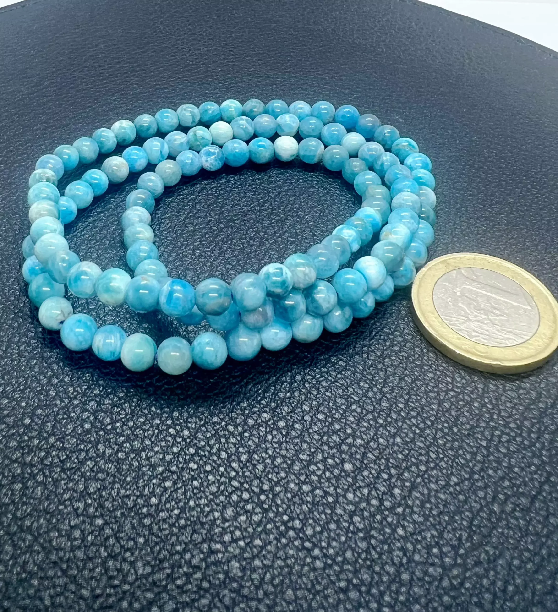 Bracelet 3 tours Larimar 6 mm