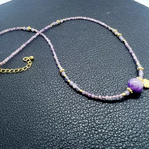 Collier Améthyste – Cœur doré