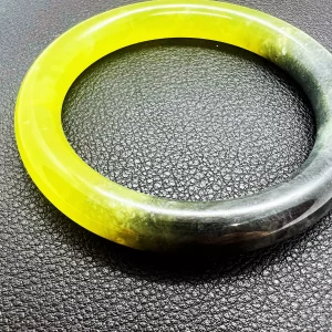 Bracelet Jonc en Jade - Duo Olive & Encre