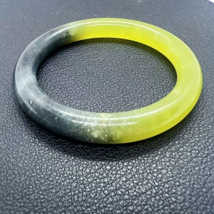 Bracelet Jonc en Jade - Duo Olive & Encre