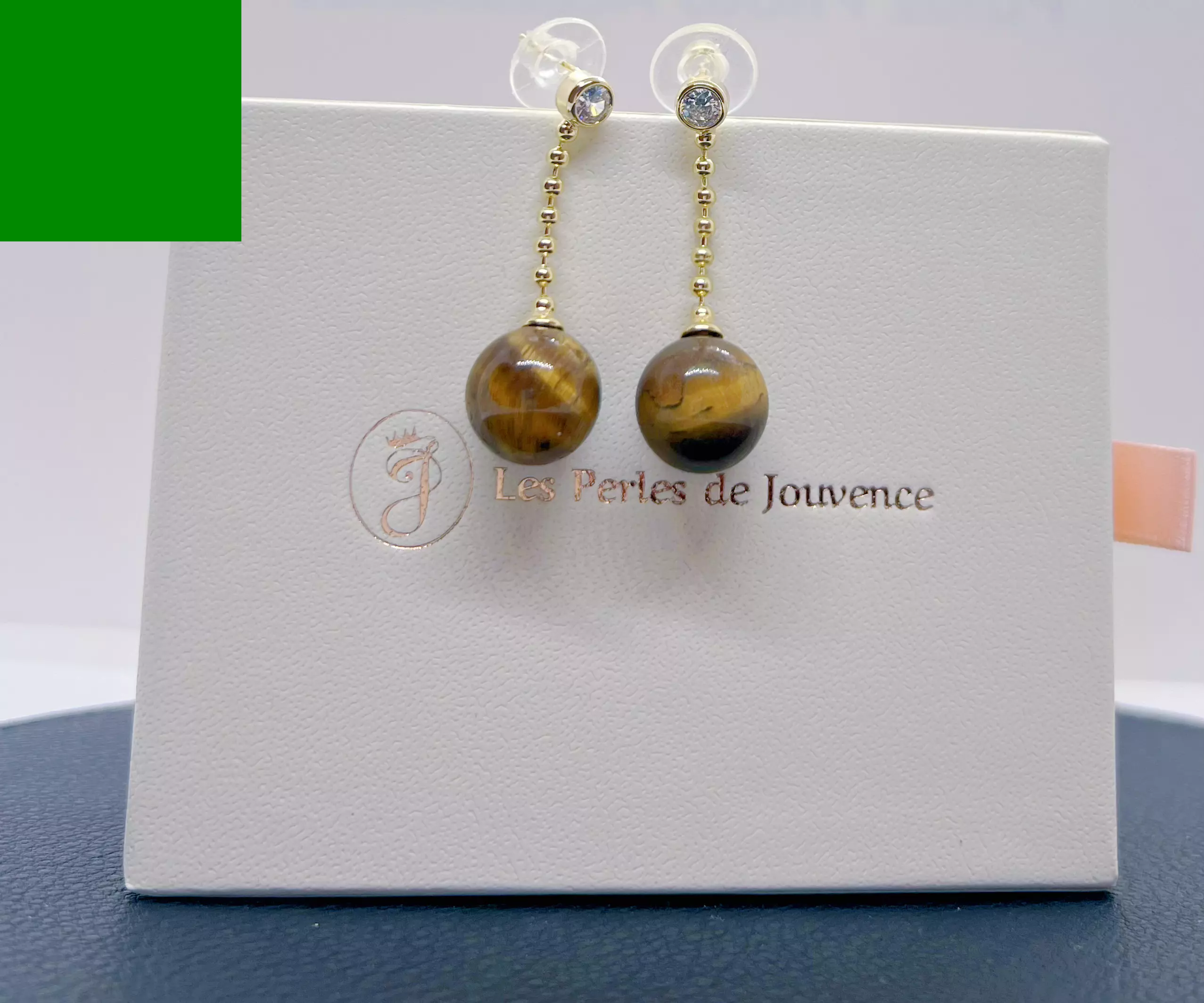 Boucles d’oreilles Œil de Tigre & Zircon