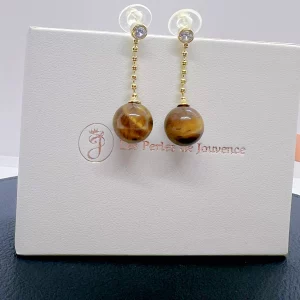Boucles d’oreilles Œil de Tigre & Zircon