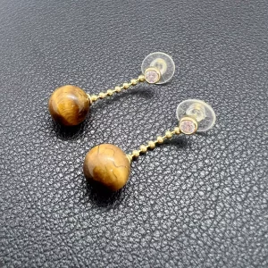 Boucles d’oreilles Œil de Tigre & Zircon