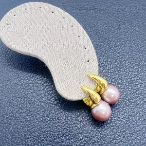 Boucles d’oreilles créoles goutte & Perle d’eau douce rose-lilas