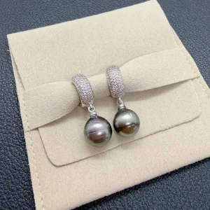 Double Éclat – Boucles d’oreilles réversibles，perles de Tahiti 13–14 mm